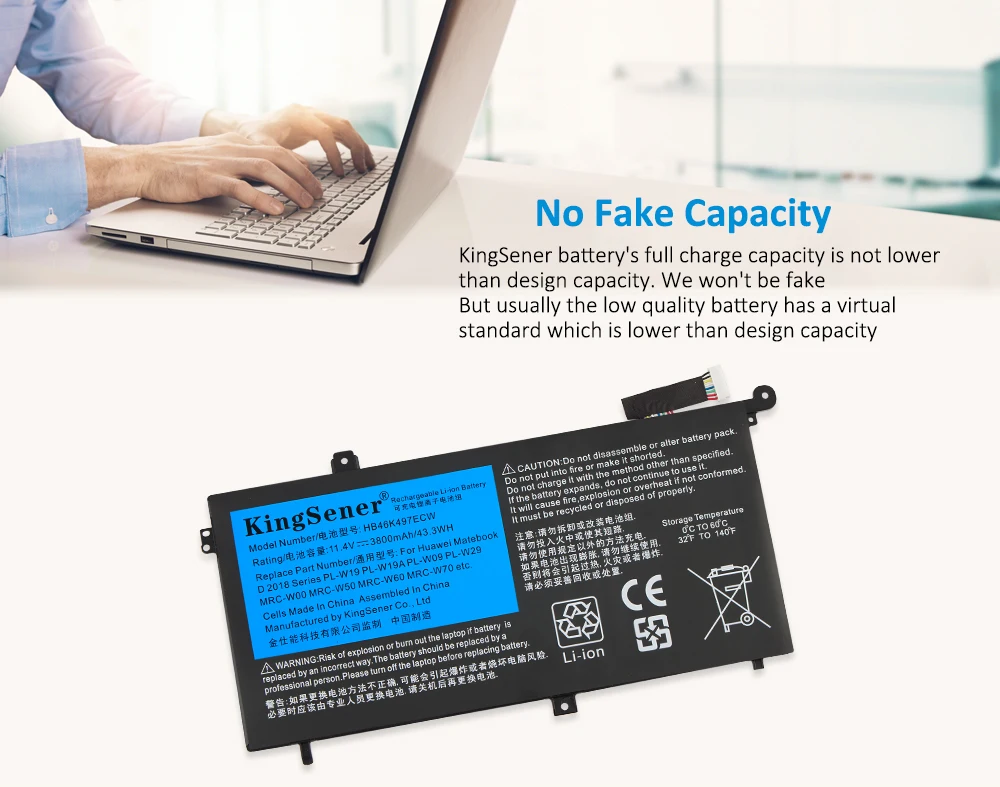 KingSener HB46K497ECW bateria do portátil para Huawei