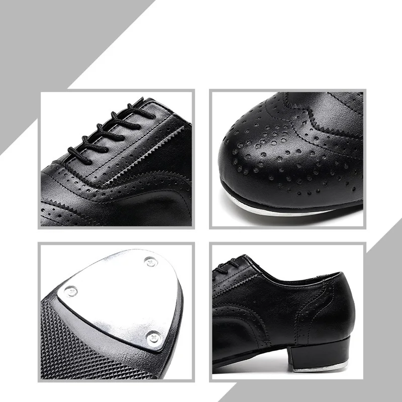New Sneakers Adult Tap Dance Shoes Men Ventilation Spliced Leather Male Shoes Ballroom Stoma Women Step Dance Shoes