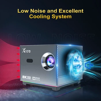 XNANO 300ANSI Projector 8K/4k WiFi 5G Voice Remote Portable Smart Movie Projector with LED Lighting BT5.0 Bulit-in More App 4