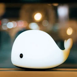 Lampe en Gel de silice avec chargeur USB, bande dessinée, colorée, petite baleine, dauphin, atmosphère colorée, veilleuse 