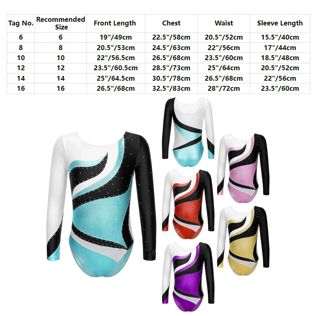 Sequins Gymnastics Leotard for Kids Girls Long Sleeve Hollow Out Ballet Dance Leotard Competition Ice Skating Bodysuit Jumpsuit