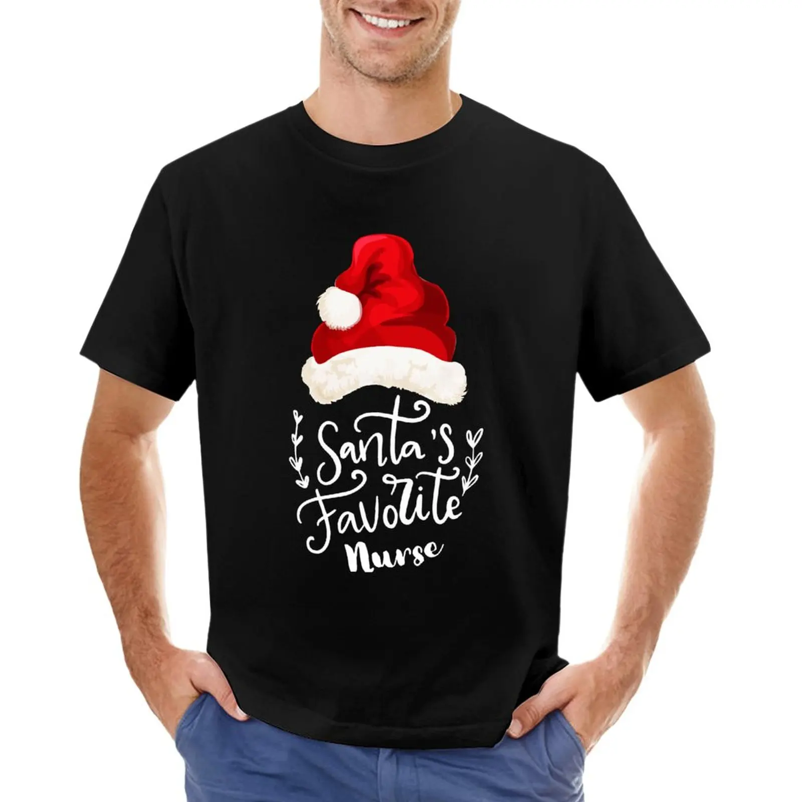 

Santas favorite nurse 2 Christmas Gift T-Shirt blacks Short sleeve tee animal prinfor boys men t shirts