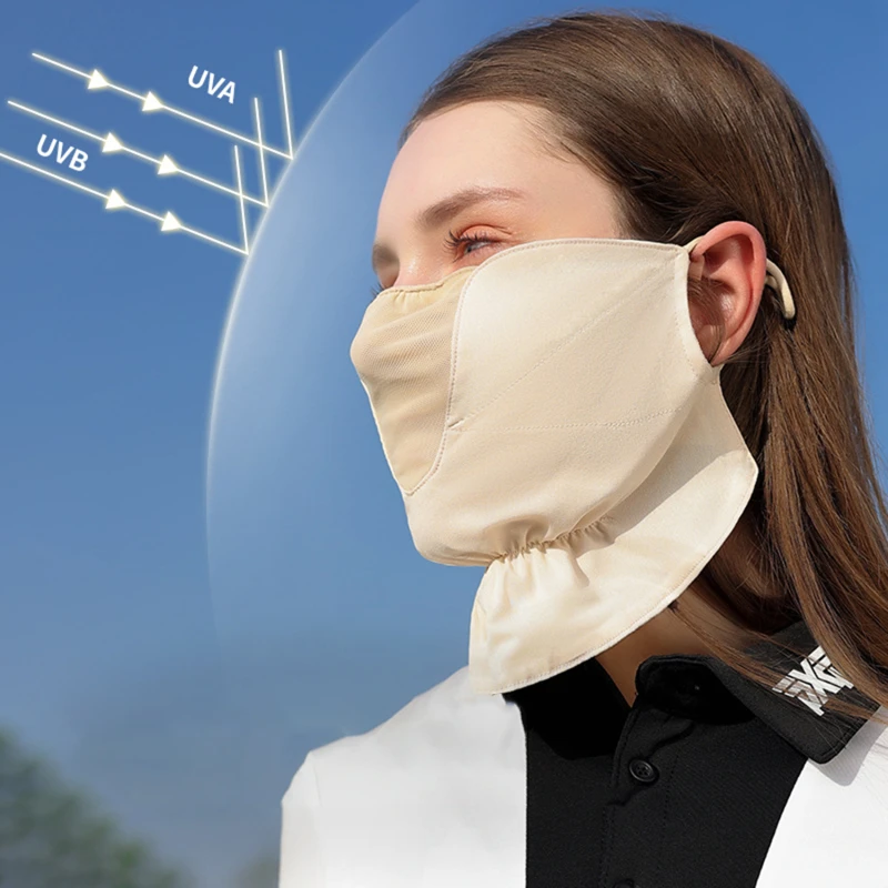 Summer UPF50+ Breathable Thin Chiffon Facial Sunscreen Mask Sports Cycling Driving UV Protection Ice Silk Adjustable Buckle 2