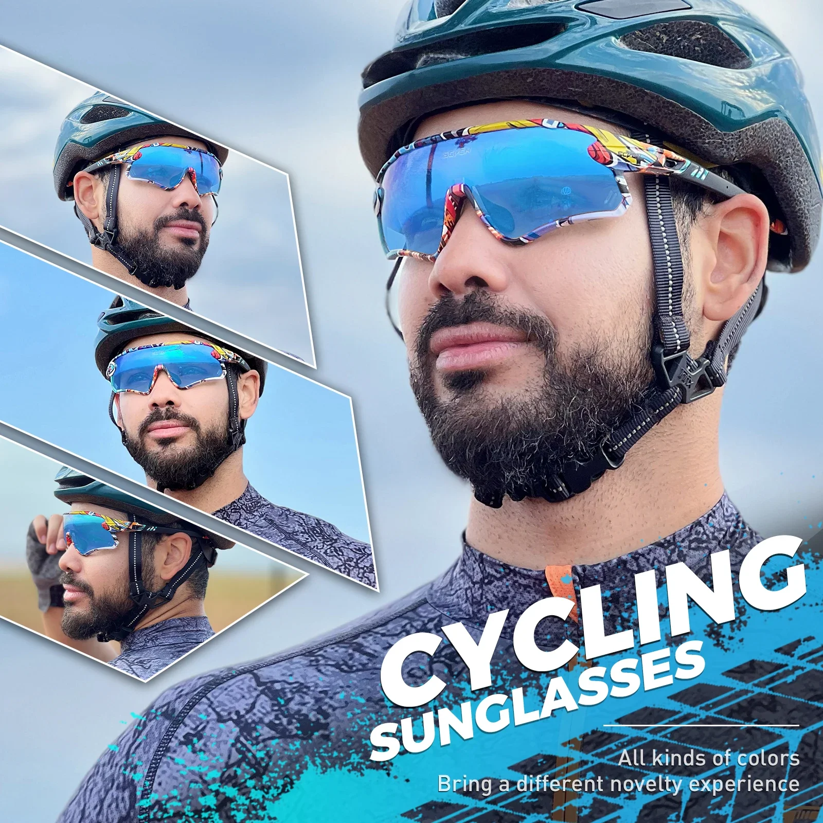 SCVCN Cycling Sunglasses Men Bike Glasses Sports Bicycle Goggles Outdoor MTB Road Running Sunglasses UV400 Protection Eyewear