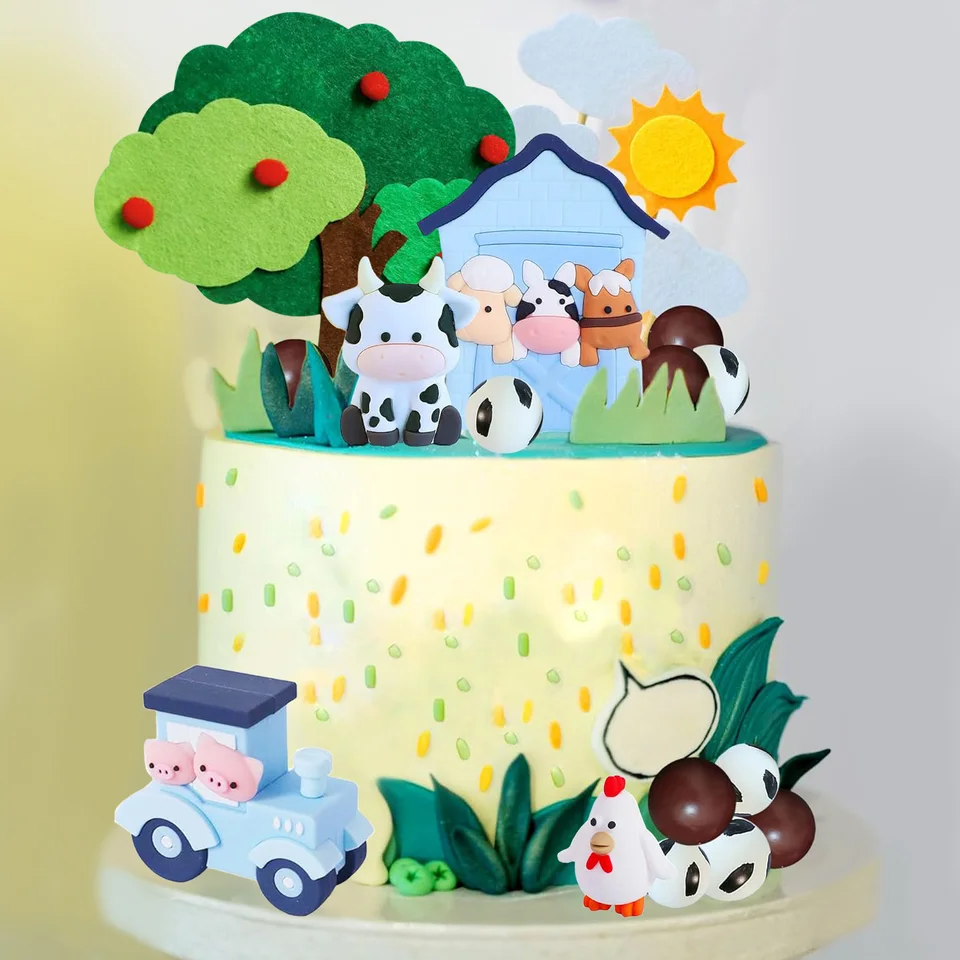Set di decorazioni per torta con mucca, per il secondo compleanno, con un topper per torta, confezione da 24 pirottini per cupcake a tema Mucca Moo Moo