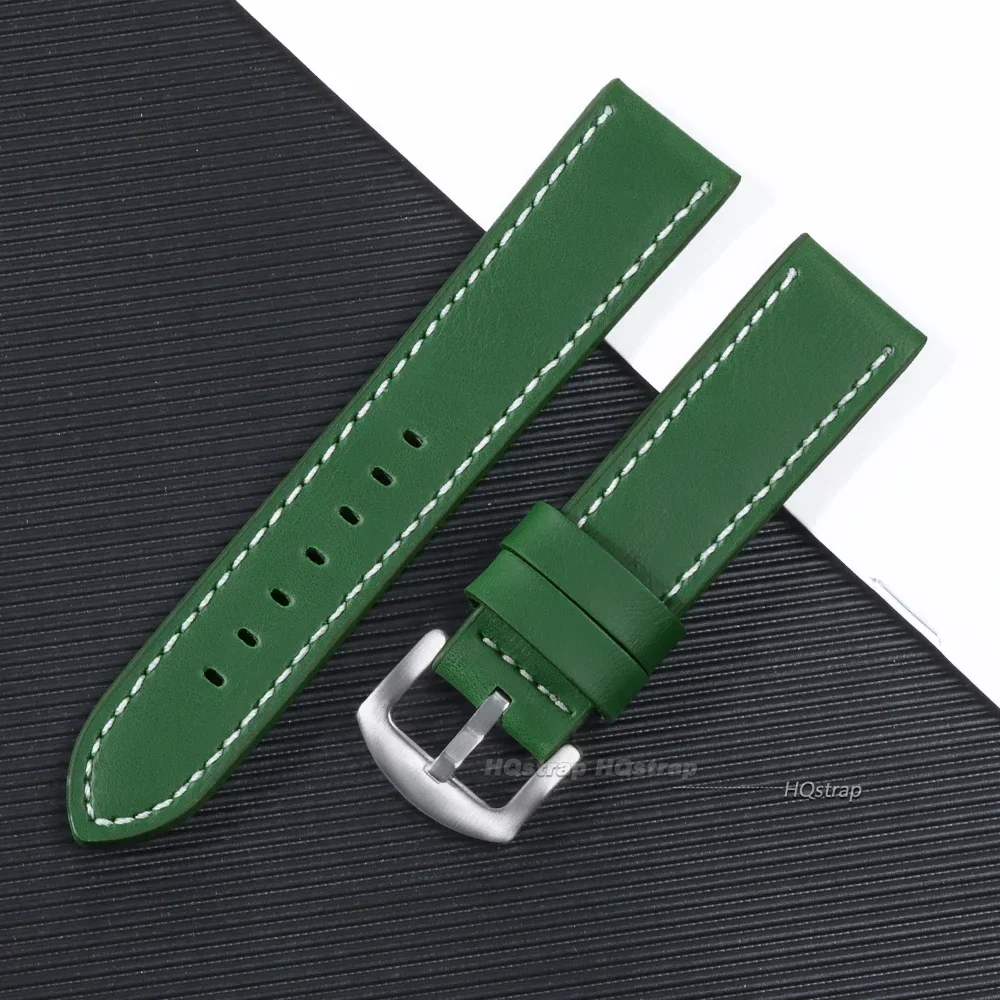Vintage Matte Genuine Leather Watchband Strap in Black, Blue, or Brown