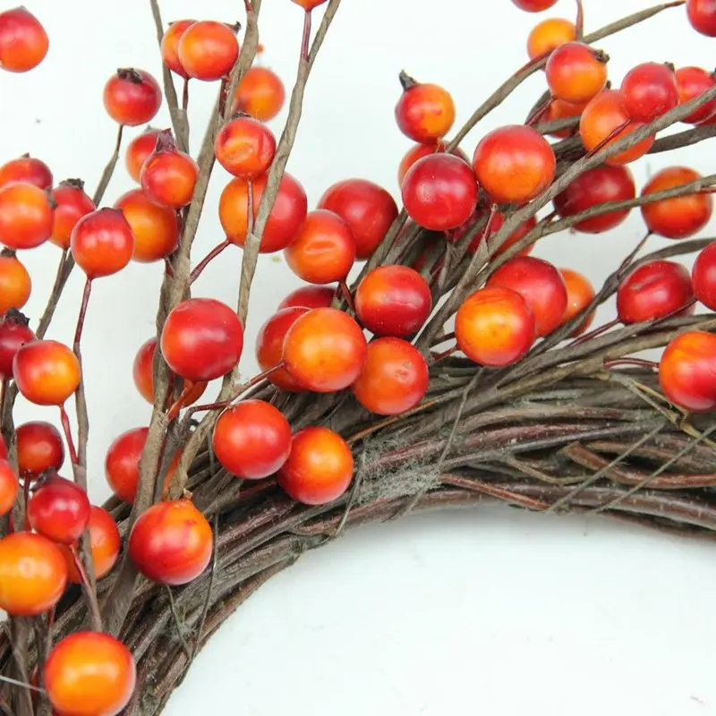 

Autumn Harvest Artificial Orange and Red Berry Twig Wreath - Unlit