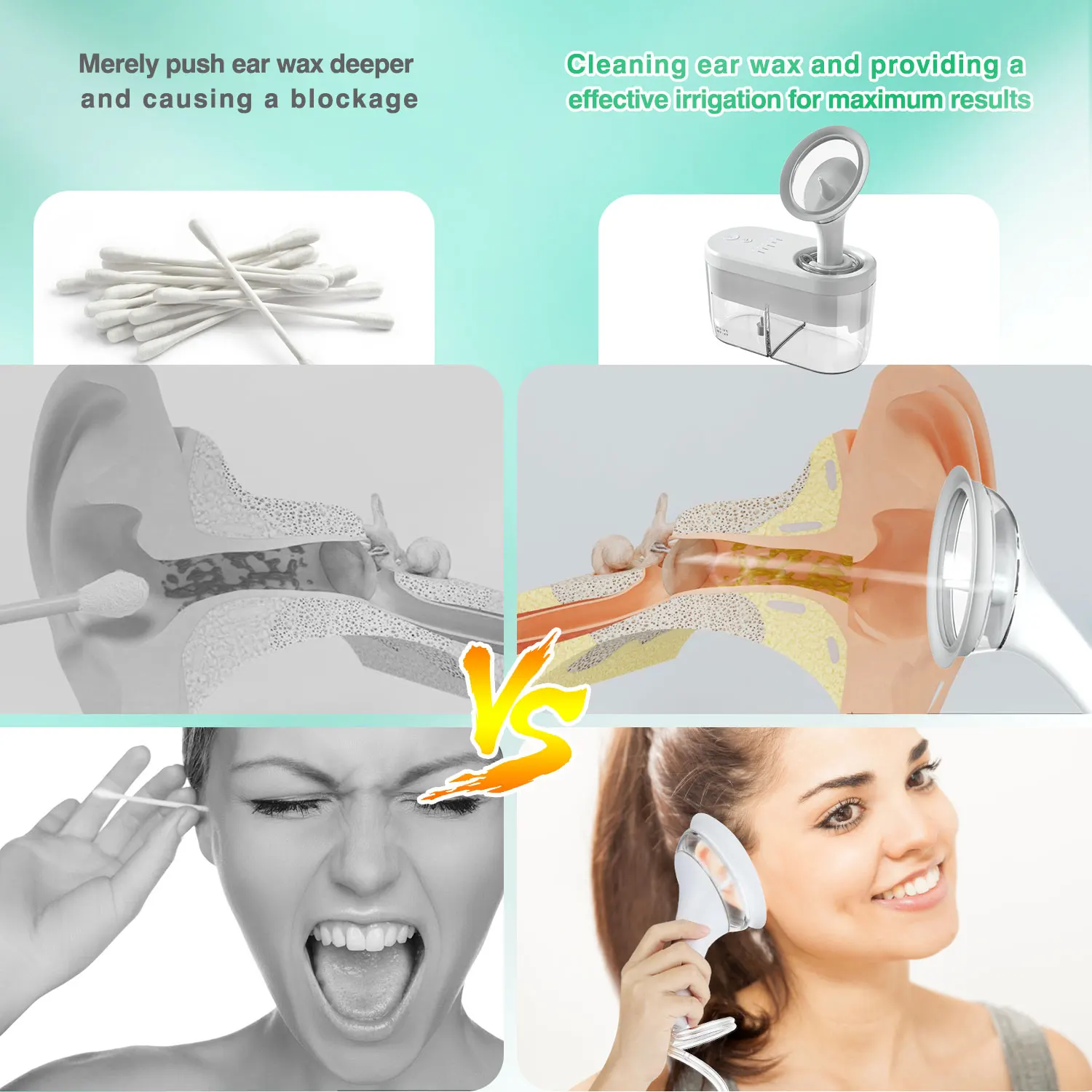 Ear'Cleaner - Nettoyeur Irrigateur d'oreilles électrique 4 modes