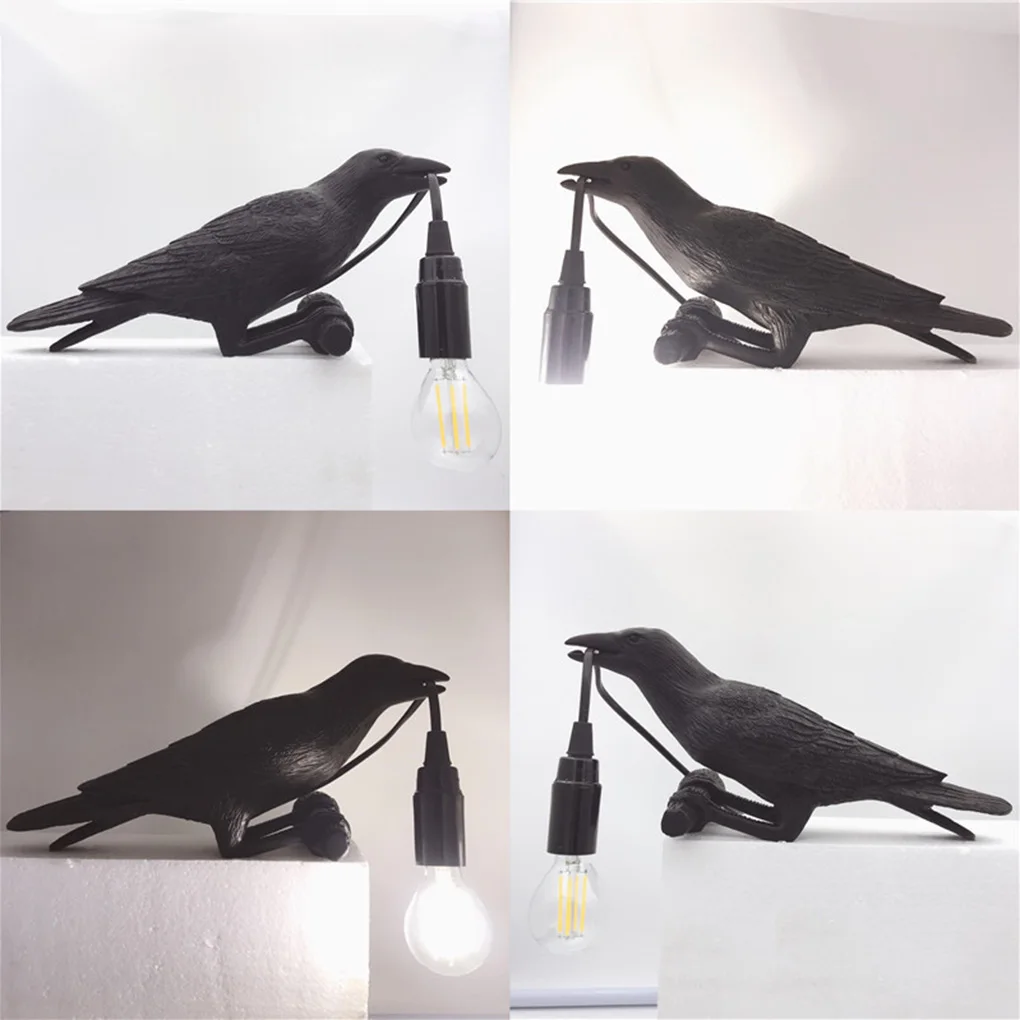 

Wall Light Home Resin Bird Wall Lamp Living Room E14 Socket Lamp Bird Right Black EU Plug Wall Light