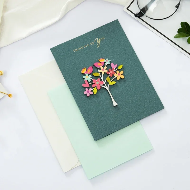 3D Post Card For Birthday Christmas Wedding Invitations Greeting Cards Handmade Flower Message Card Thank You Greeting