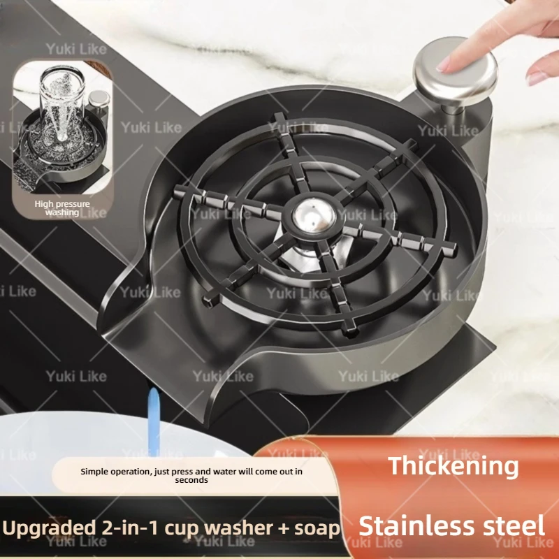 อ่างล้างจานสแตนเลสถ้วยเครื่องซักผ้าพร้อมเครื่องจ่ายสบู่เครื่องฉีดน้ําแรงดันสูงถ้วยเครื่องมือทําความสะอาดบาร์ Rinser เหยือกกาแฟ 1