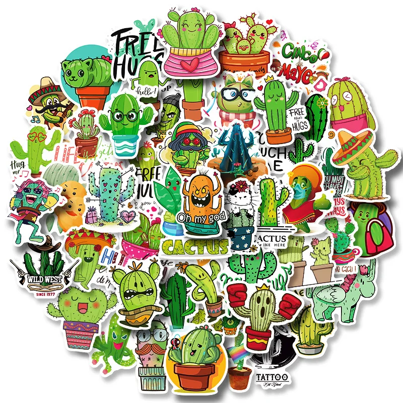 

10/25/50pcs VSCO Girl Cactus Cartoon Stickers Plant Graffiti Egirl Laptop Phone Skateboard Water Cup Suitcase Luggage Decals