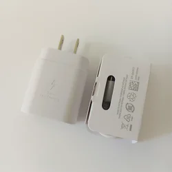 25W Samsung Original Fast Charger USB Type - C Adapter - White - US With Cable