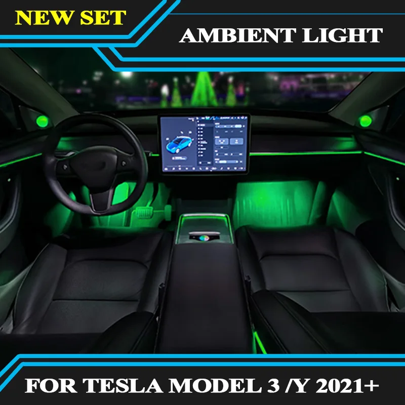 

Touch control Car Ambient Light For Tesla Model 3 model Y 2021 2022 Decorate inter lamp Center pillar horn cover atmosphere lamp