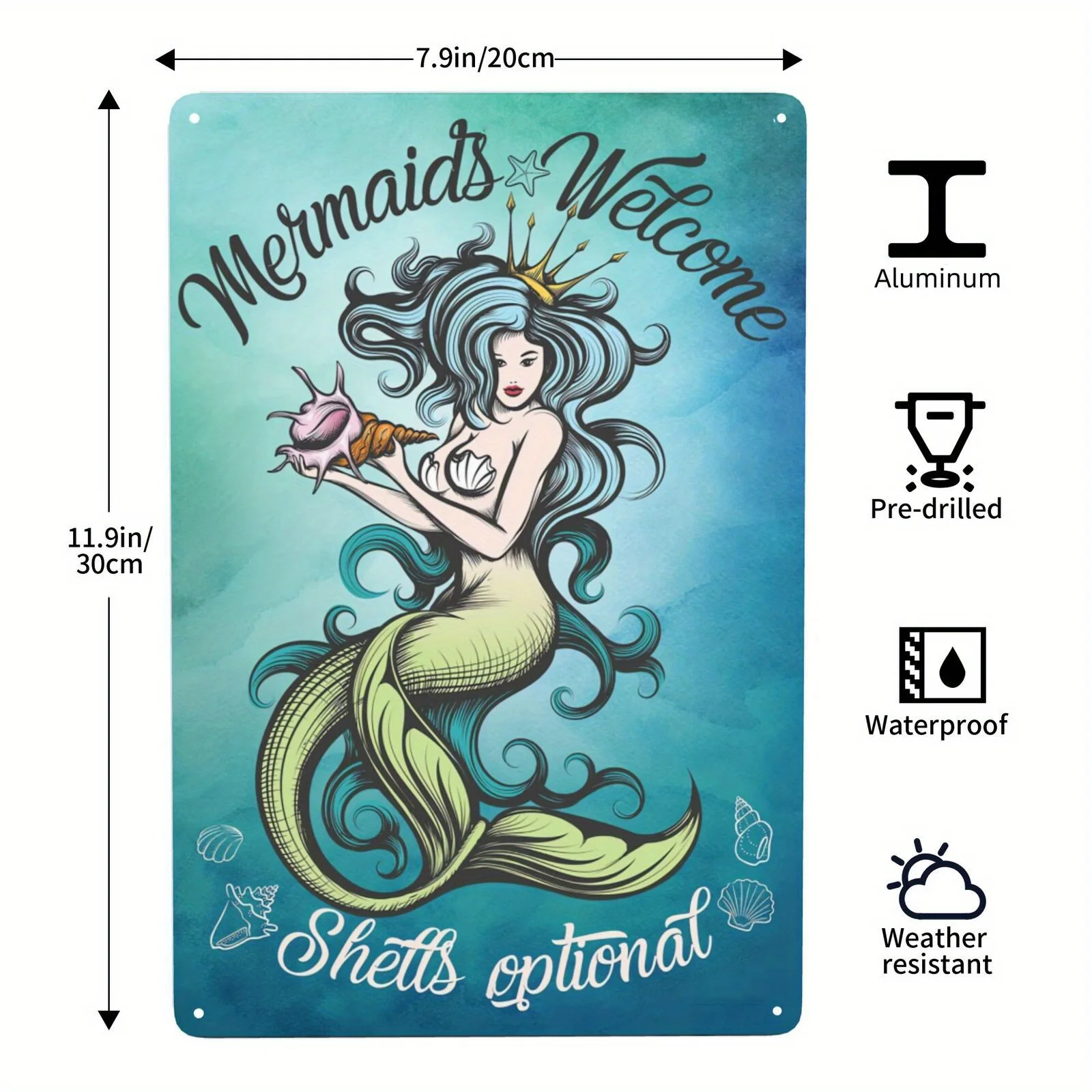

Metal Tin Sign, Mermaids & Moonlight Sign Home Decor Bathroom Wall Art Beautiful Vibrant Colors Metal Vintage Outdoor