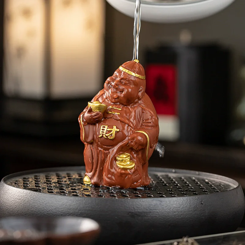 New Chinese Zodiac Pig Fortune Tea Pet, Yixing Zisha Clay Teapot Pallet Ornament, Tea Ceremony Desktop Decoration Gift for Men