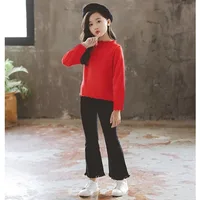 Girls' Base Shirt Comfortable 100% Cotton 1-7 Years Old Children Long-Sleeved T-Shirt Red Home Wearing Kids Daily Casual Clothes 1