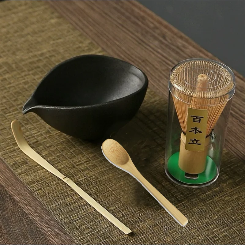 3/4pcs Handmade Home Easy Clean Matcha Tea Set Tool Stand Kit Bowl Whisk Scoop Gift Ceremony Traditional Japanese Accessories