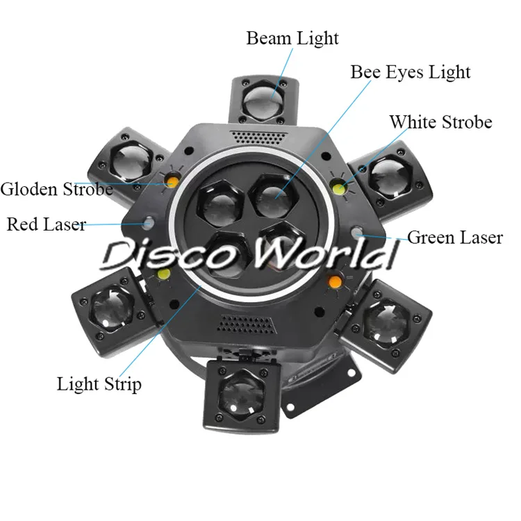 Volle Farbe LED 6-Arm-strahl Moving Head Licht Bee Eye Strobe Laser Wirkung Bühnenbeleuchtung DJ Disco Nachtclub Party Rotierende Lichter – Detail 2