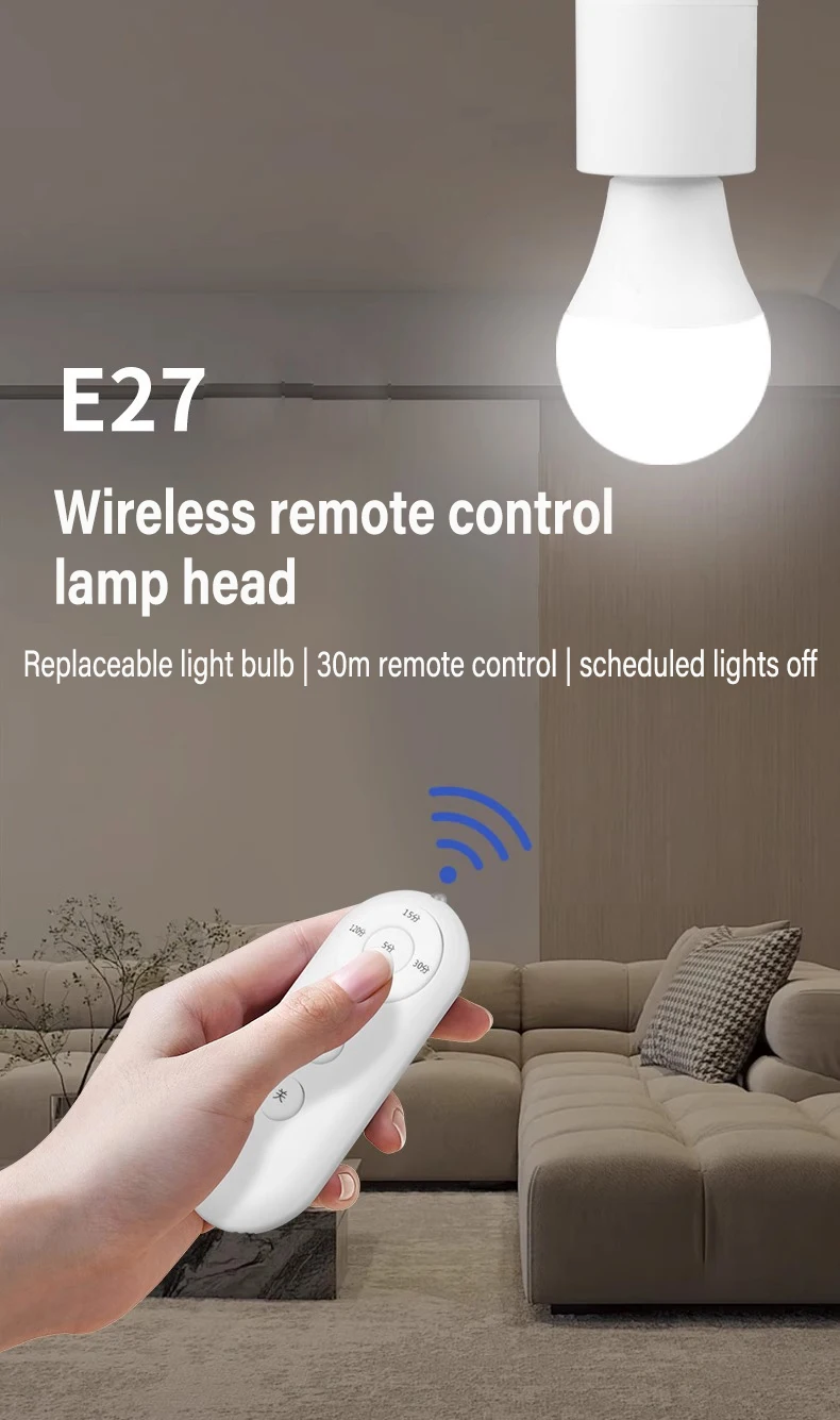 E27 Led Lamp Base with Wireless Remote Control Smart Timer Sa570228c617e4e5b9272d115d259350af