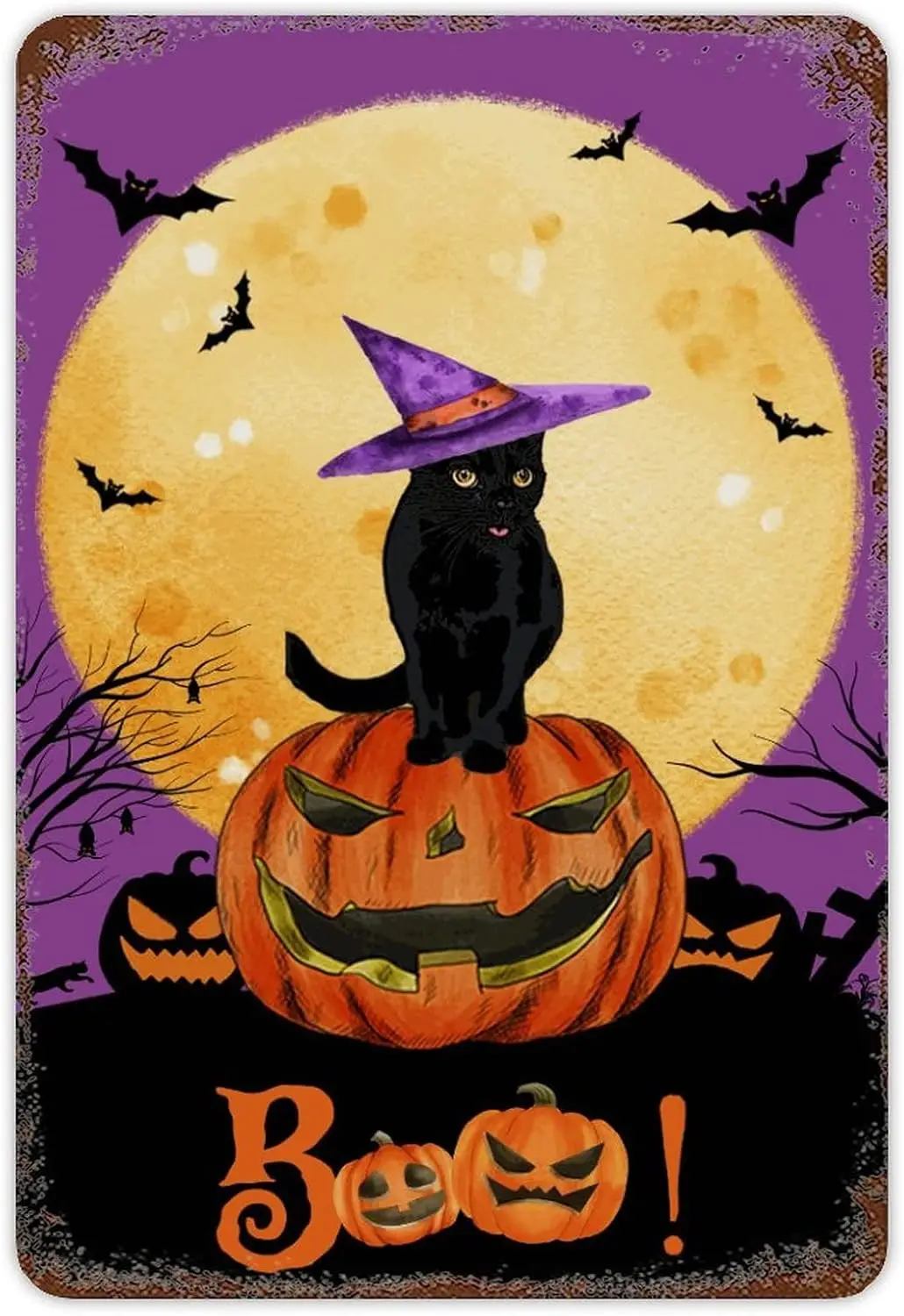 

Хэллоуин Черный кот Тыква металлический знак Boo полная луна летучие мыши жестяной знак Счастливый Хэллоуин Оловянная табличка жуткий классический Кот влюбленный фермерский