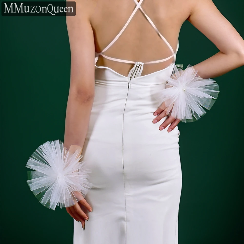 

MMQ MM11 Bridal Wedding Short Gloves Wrist Flower Mesh Flowers Women's Dress Accessories DIY Customizable