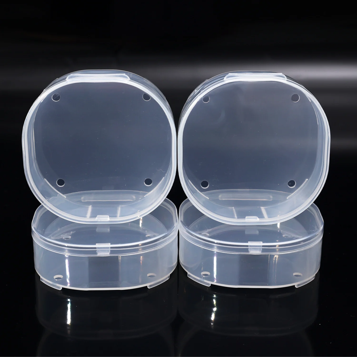 Transparent Plastic Square Storage Case for Makeup Powder Puff