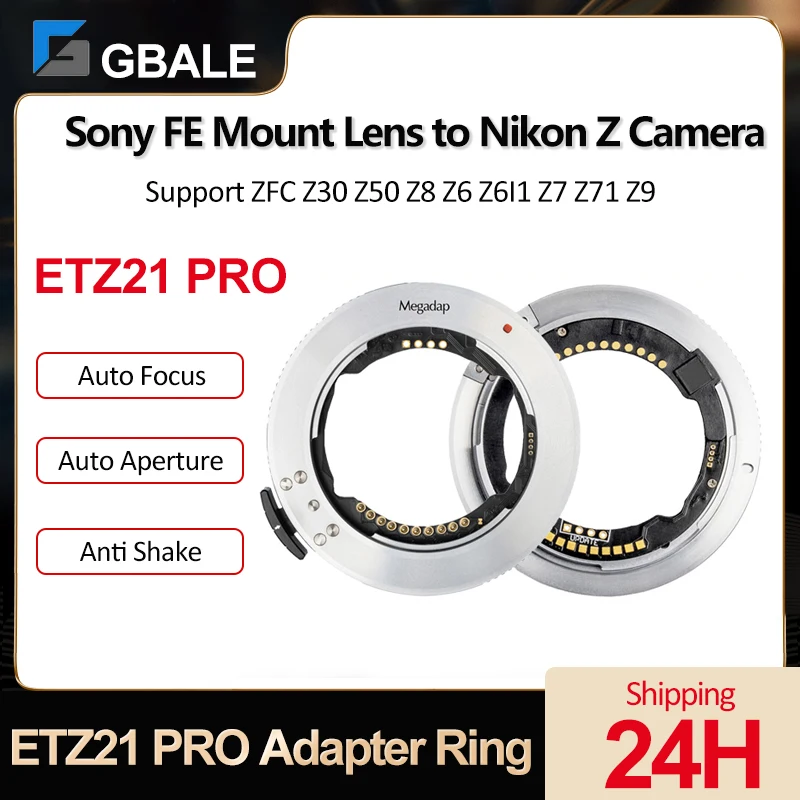 Gabale Megadap Etz21 Pro Auto Focus Lens Mount Adapter Ring Apertura Automatica Anello Anti Shake Per Obiettivo Sony Fe Per Fotocamera Nikon Z