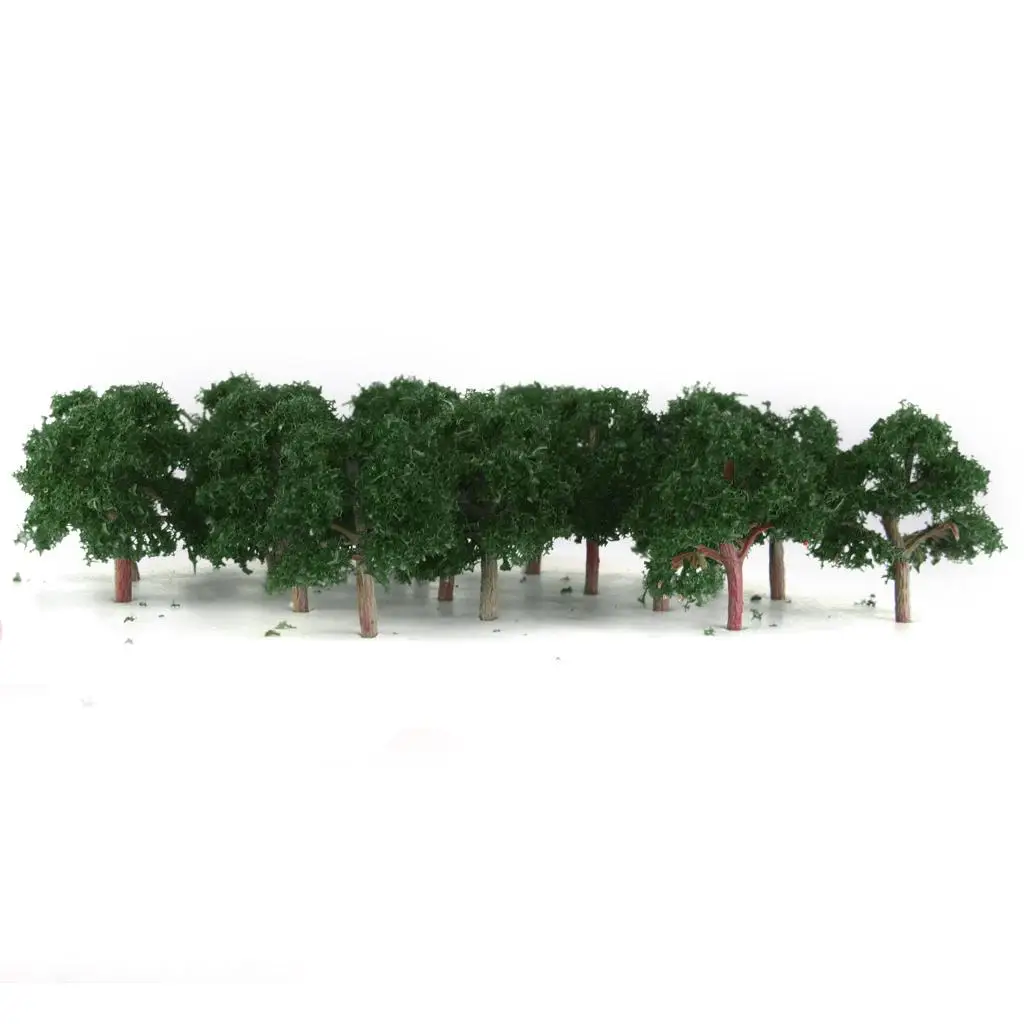 25 Pieces 1/300 Dark Green Tree Model Toy Layout Train Roadway