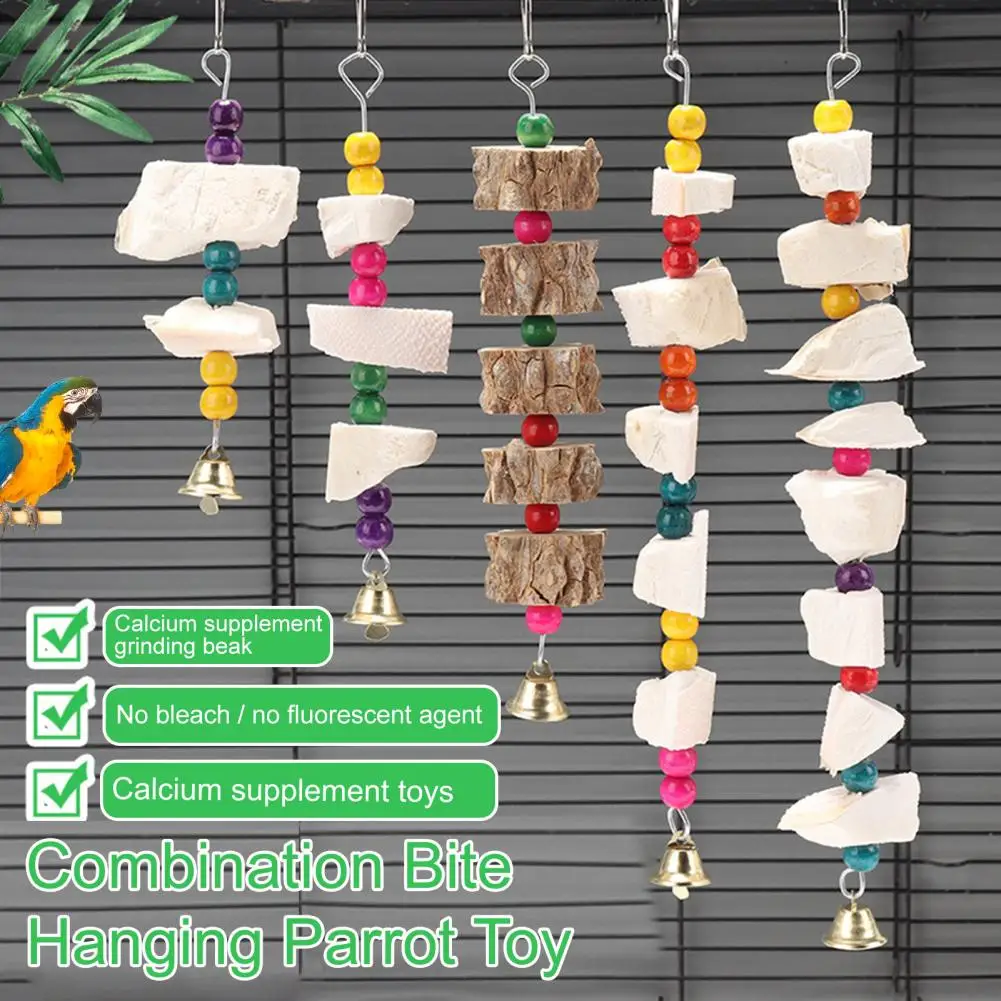 Functional Parrot Toy Cuttlefish Bone Pet Bird Toy Bite Resistant Aid Digestion Hanging Pet Parrot Chew parrot toy bird toy