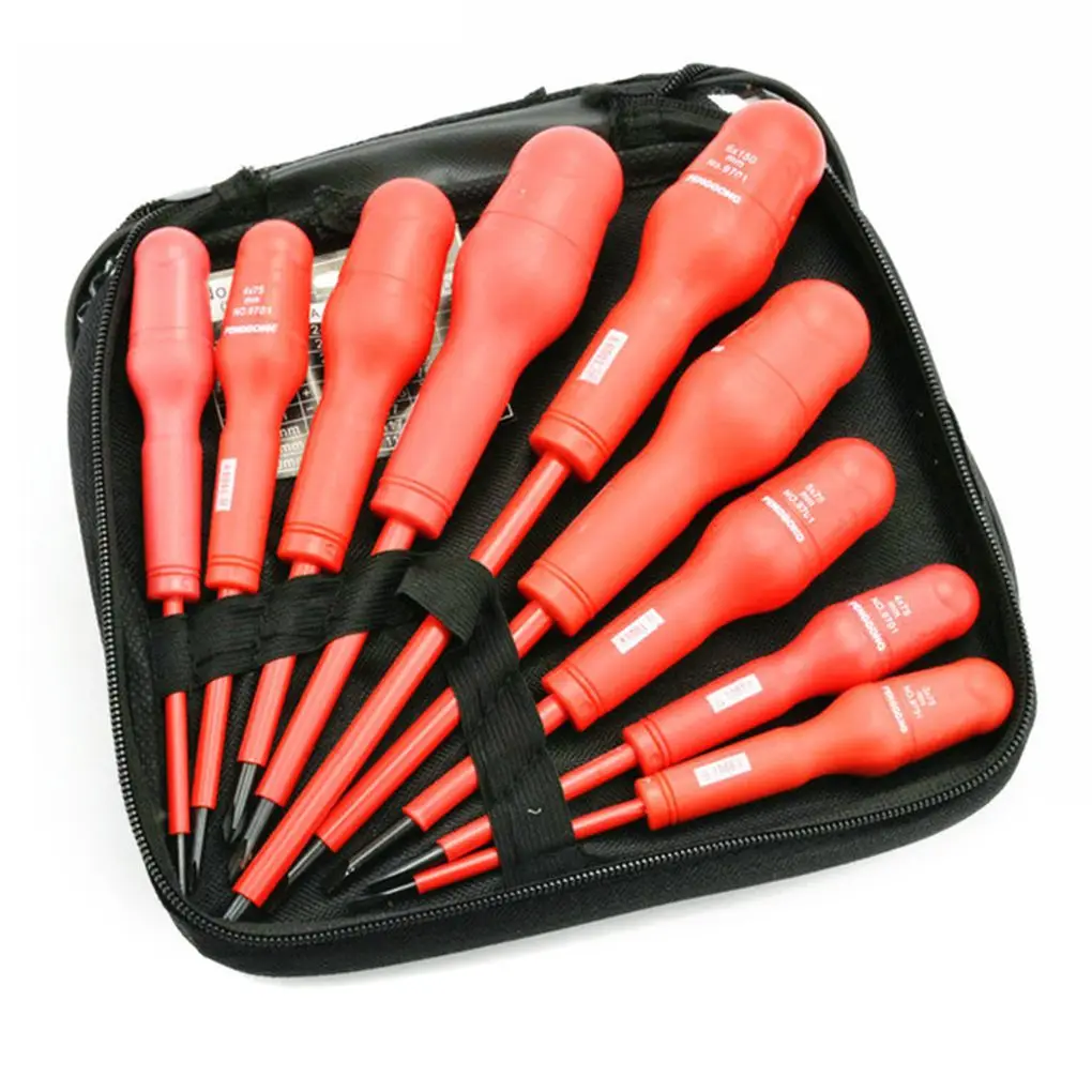 

9pcs Magnetic Bit Insulated Screwdriver Set Electrician CR-V 1000V High Voltage Resistant Hand Tools