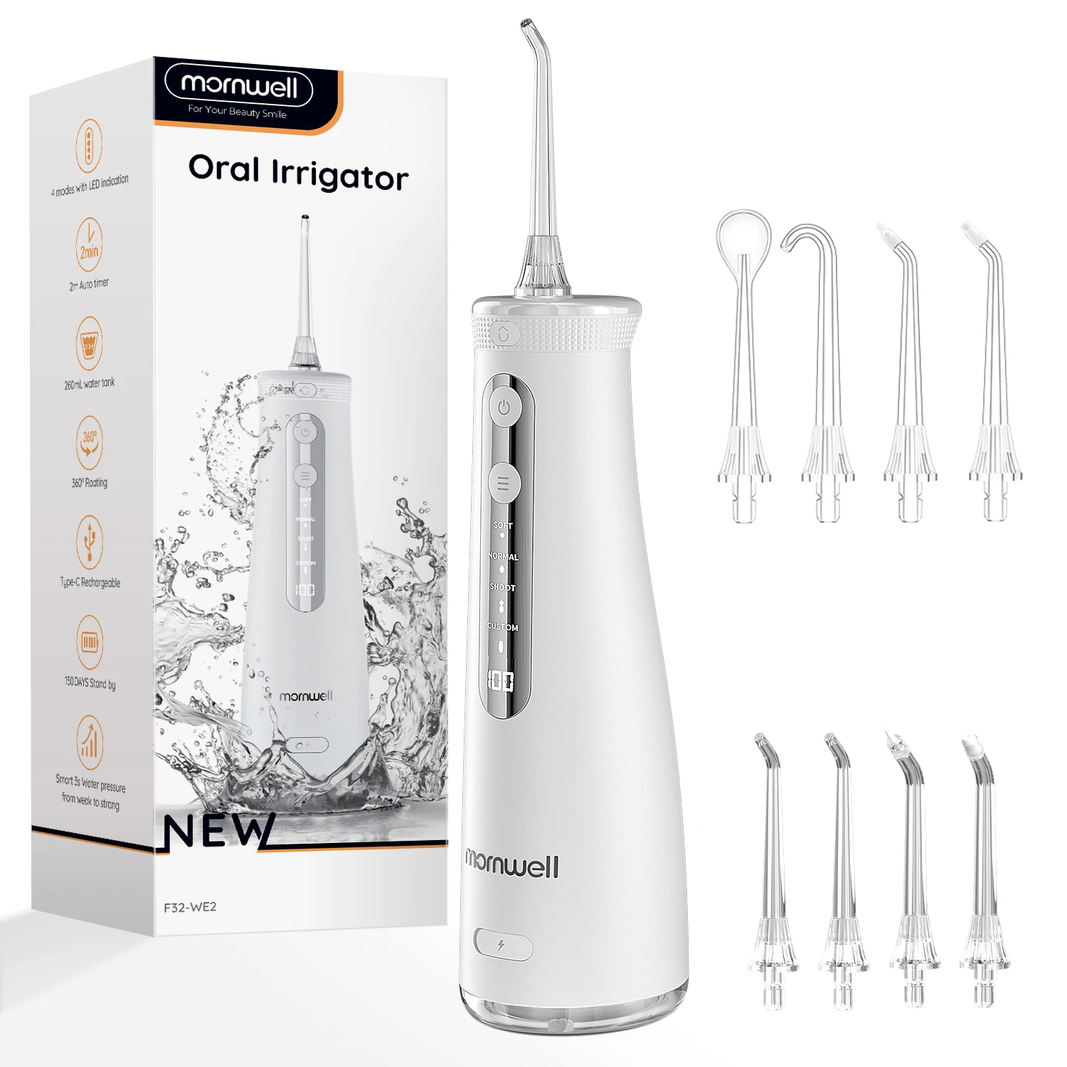 Advanced Oral Irrigator and Teeth Whitening Water Flosser with Sonic Cleaning Technology and Large Capacity Tank
