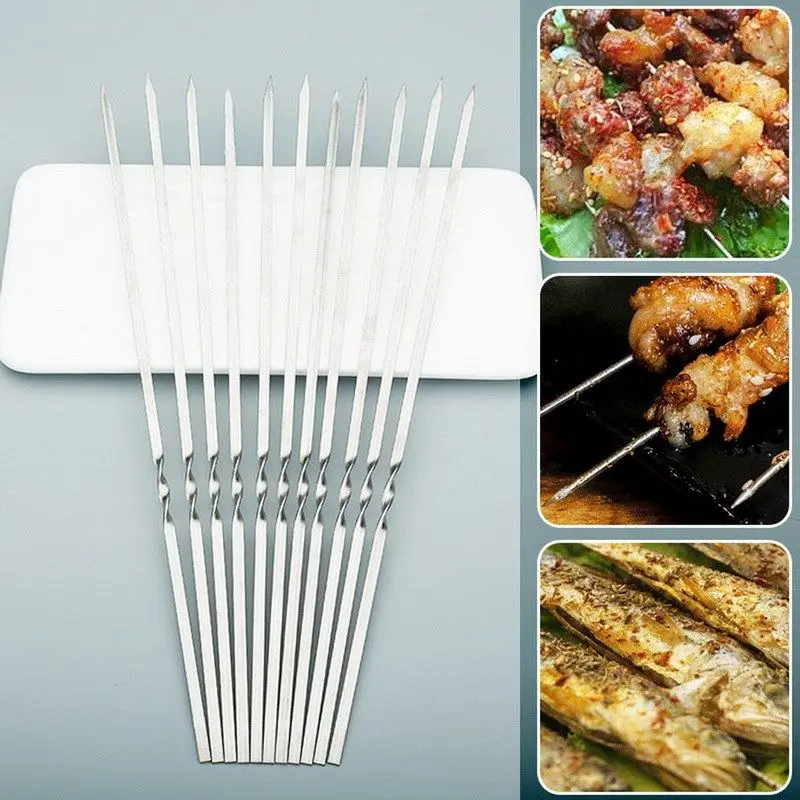 25 Spiedini In Acciaio Inox Per Shish Kebab - Riutilizzabili, 28cm, Per Barbecue E Feste - Foto 9