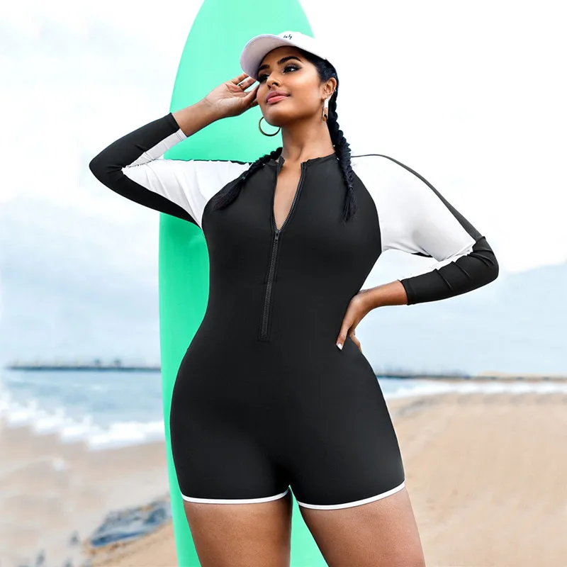 Plus Size Swimwear Women Boyleg One Piece Swimsuit Sport Swimming