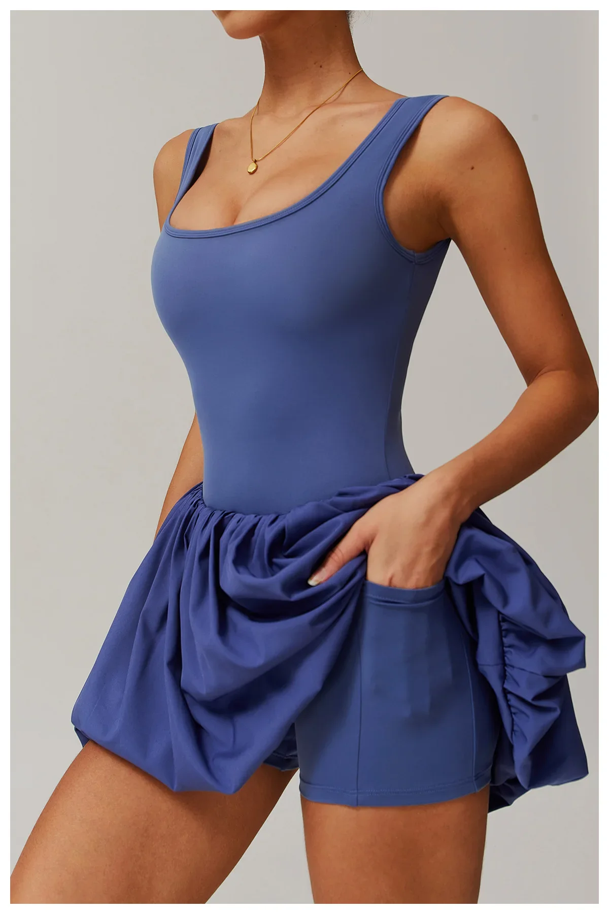 Women Dress Sports Clothing Fake Two-piece Sports Dress Women's Anti Glare Yoga Tennis Dress Sleeveless Outdoor Running Fitness Dance Jumpsuit Rompers