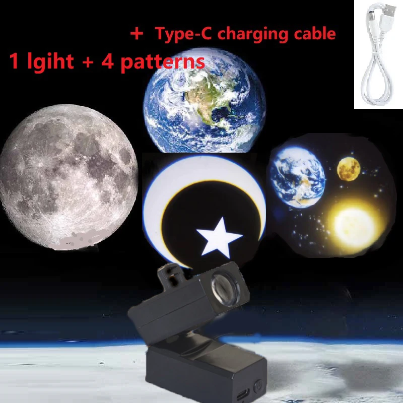 

Earth Moon Projection Lamp Star Projector Planet Projector Background Atmosphere Led Night Light for Kids Bedroom Wall Decor