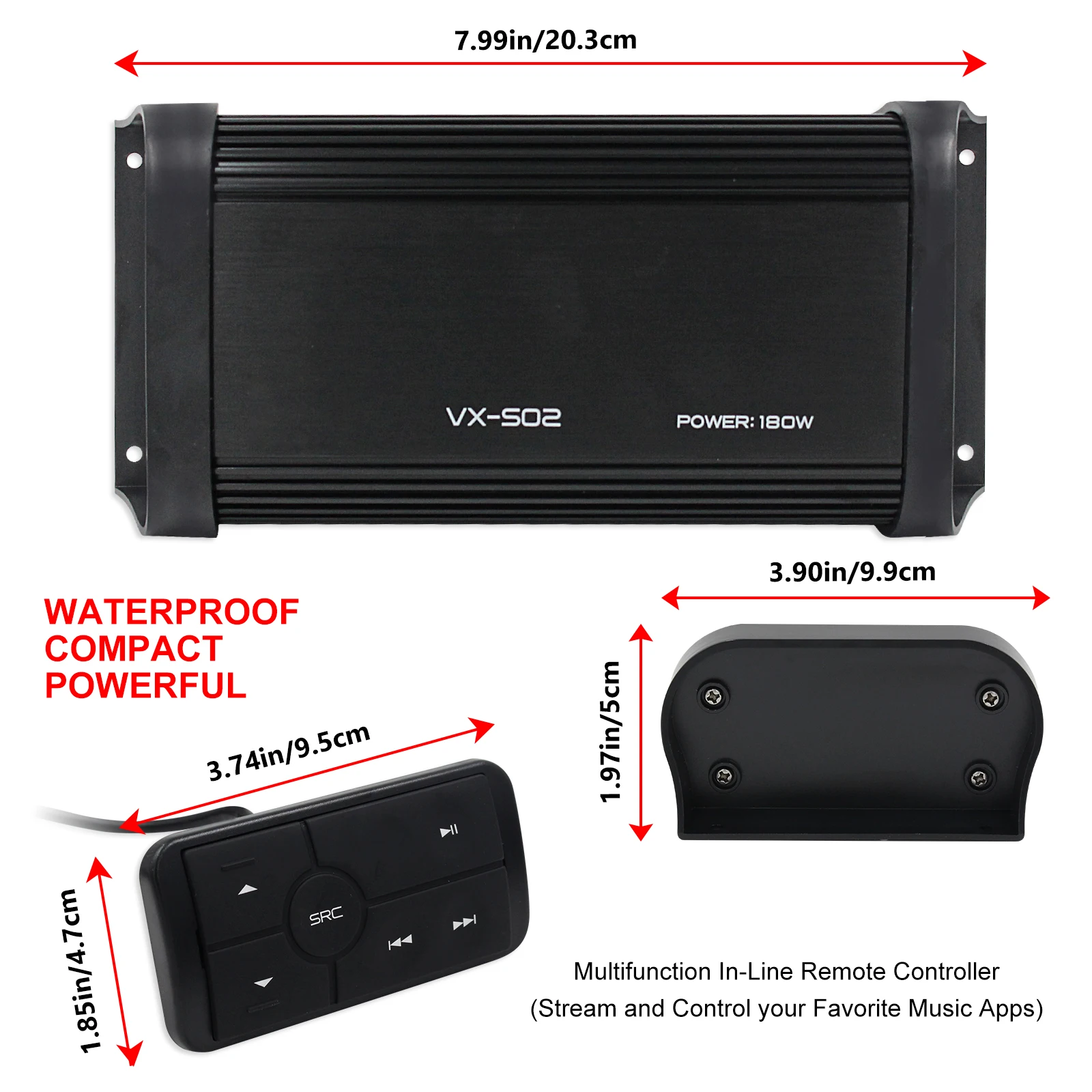 【送料込み】ブルートゥースアンプ 防水マリンオーディオ 動画再生 防水マリンオーディオ ブルートゥースアンプ : サムテック