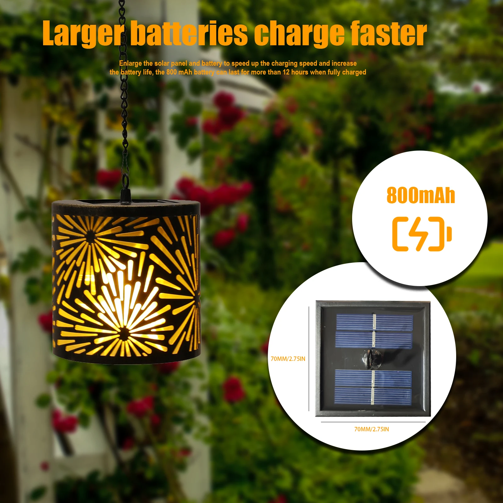 Led Solar Light Garden Hanging Lantern Retro Solar Iron Art Lantern Decorative Vintage Pathway Lamp Outdoor Metal Hollow Light
