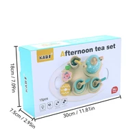 Wooden Children Simulation Afternoon Tea Set Toy Pretend Play Food Learning Role Play Game Early Educational Toys for Toddlers G 5