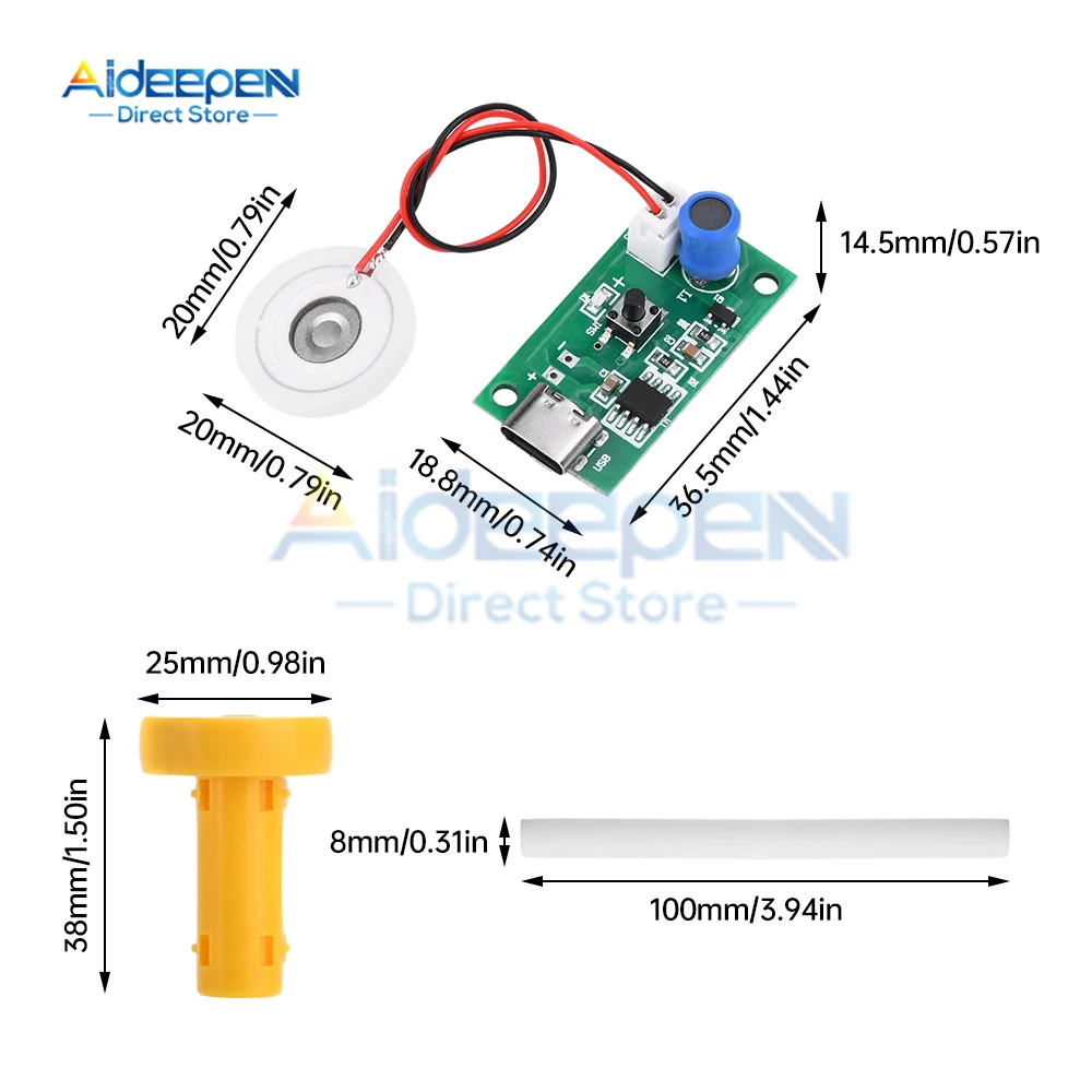 Ultrasonic Mist Maker Atomizer Accessory Kit with Type-C USB