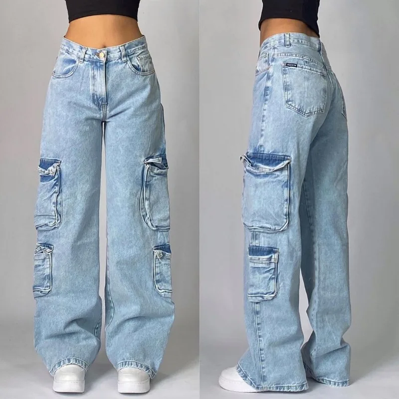 Y2K Fashion New Oversized Pattern Embroidery Jeans Men Gothic Harajuku Retro Hip Hop Popular Casual High Waist Wide-leg Trousers 2