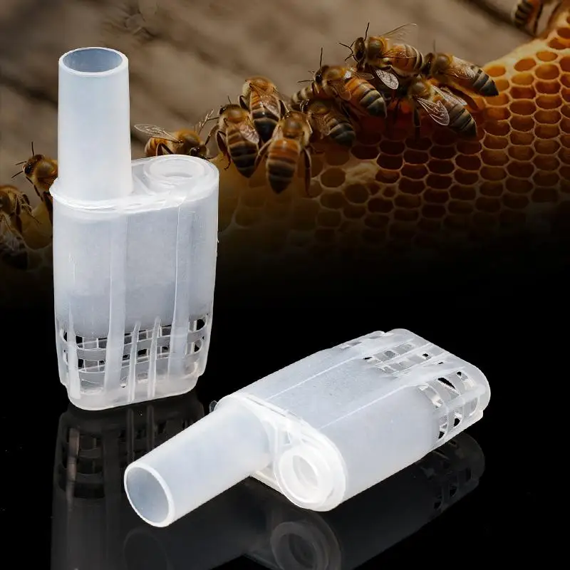 200Pcs Plastic White Bee Queen Cages Beekeeping Bee Marking Cages Transfer Bottle Apiculture Equipment Protection Tools