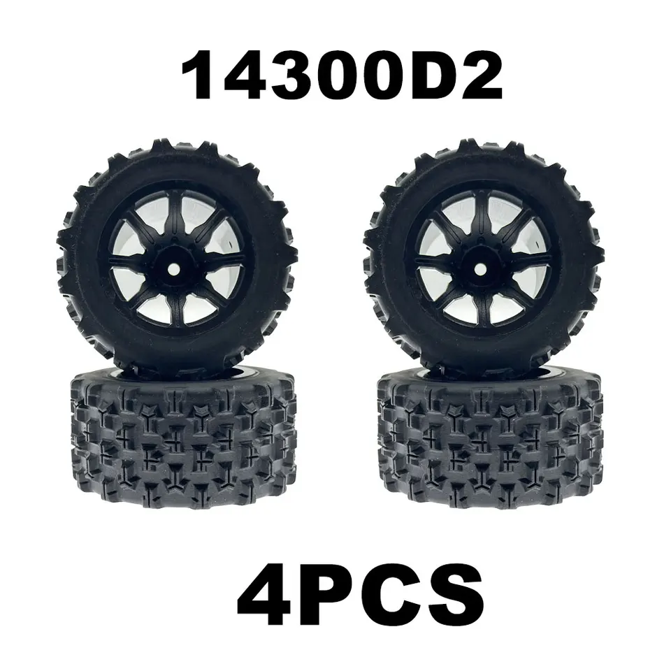 Compatibile con 1/16 MJX Hyper Go H16 16207 16208 16209 16210 4 Pezzi 104mm Ruota in Gomma Pneumatico 12mm Esagonale 1:16 RC Auto Parti di aggiornamento (Color : Black
