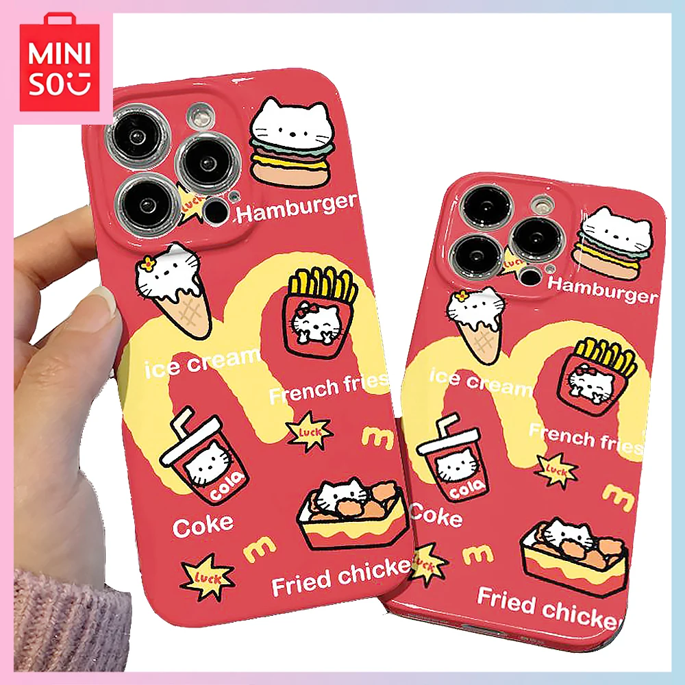 

Miniso Hello Kitty Kawaii Iphone 14Promax All-Inclusive 13Pro Hard 12/11 Cartoon 8P Phone Case for Girls Birthday Christmas Gift
