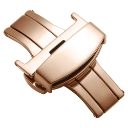Sleek Stainless Steel Butterfly Deployment Buckle with Double Click Clasp (Rose Gold - 10mm)