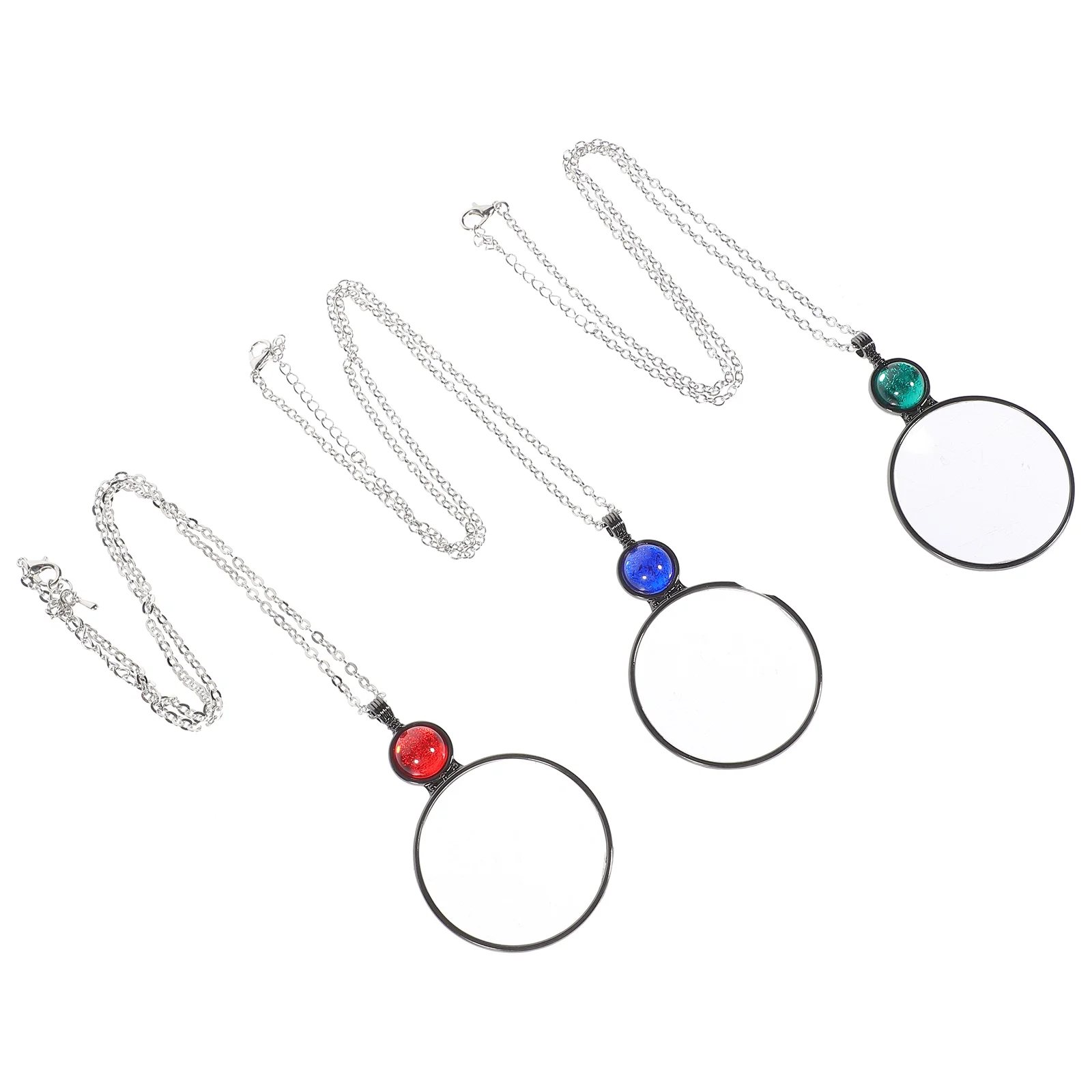 

3 Pcs Newspaper Vintage Magnifying Glass Necklace Elder Necklaces Alloy for Clothes