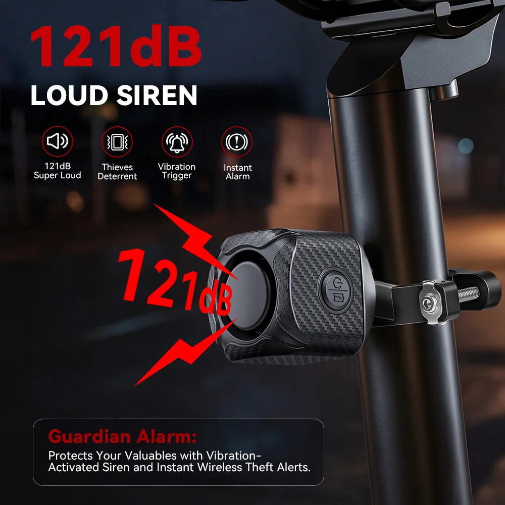 Extractme Alarme bidirectionnelle pour moto et vélo, système de sécurité par vibration, 121 dB, télécommande sans fil, 305 mètres, étanche 4