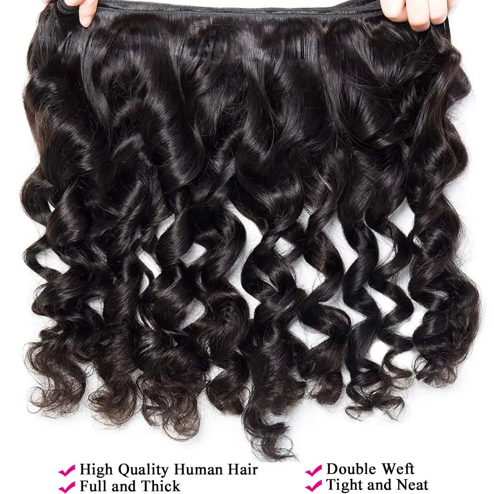 Human Hair Extensions Loose Deep Wave Bundles Brazilian Human Hair 1/3/4 Bundles 30 Inch