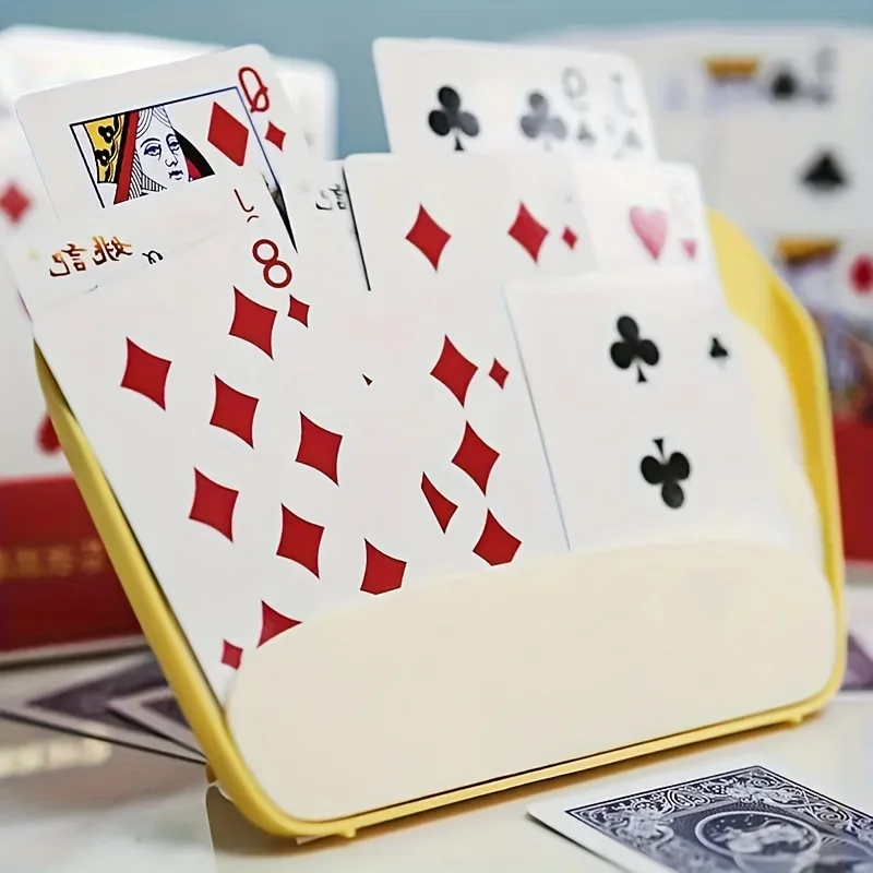 4-Pack Yellow PVC Card Holders for Playing Cards, Poker Party, Family Game Night, Card Game Accessories