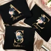 Personalized Makeup Bag Custom Letter with Name Bridesmaid Cosmetic Case Monogram Toiletry Pouch Wendding Birthday Gifts for Her 1